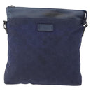 GUCCI GG Canvas Shoulder Bag Nylon Leather Blue Silver 510342 Auth fm5162-2