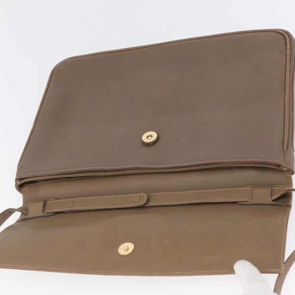 GUCCI Shoulder Bag Leather Beige Gold Auth fm5163
