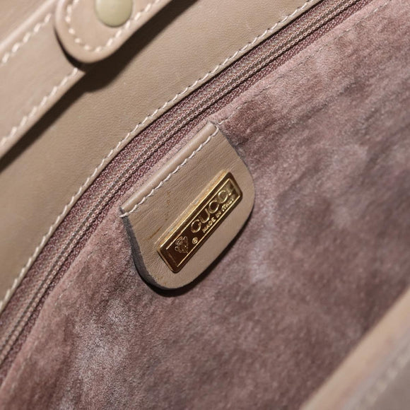 GUCCI Shoulder Bag Leather Beige Gold Auth fm5163