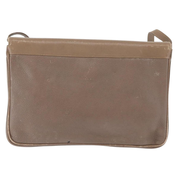 GUCCI Shoulder Bag Leather Beige Gold Auth fm5163