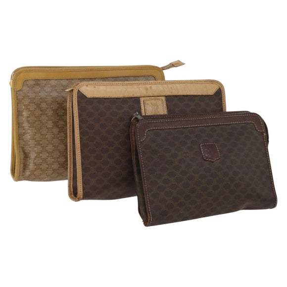 CELINE Macadam Canvas Tasche PVC-Leder 3er Set Braun Beige Auth fm5164