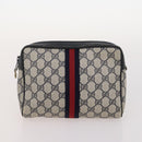 GUCCI GG Supreme GG Canvas Hand Bag PVC Canvas 2 Set Navy Beige Auth fm5165-10