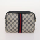 GUCCI GG Supreme GG Canvas Hand Bag PVC Canvas 2 Set Navy Beige Auth fm5165-11