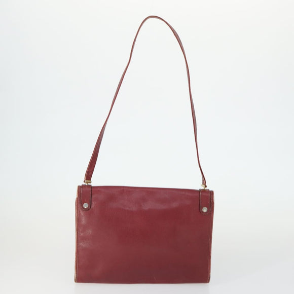 Christian Dior Clutch Bag Leather 2 Set Bordeaux Beige Auth fm5166