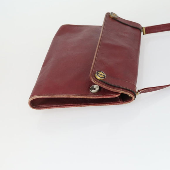 Christian Dior Clutch Bag Leather 2 Set Bordeaux Beige Auth fm5166