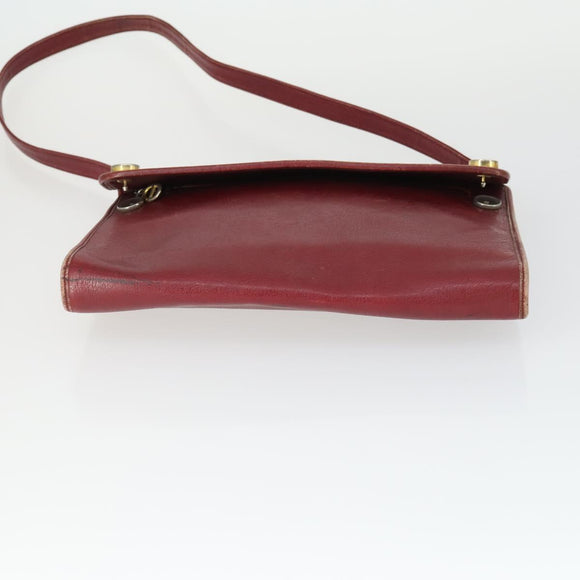 Christian Dior Clutch Bag Leather 2 Set Bordeaux Beige Auth fm5166