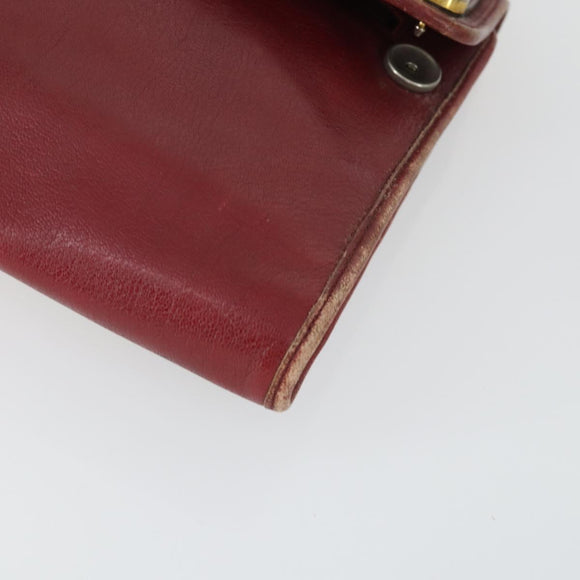 Christian Dior Clutch Bag Leather 2 Set Bordeaux Beige Auth fm5166