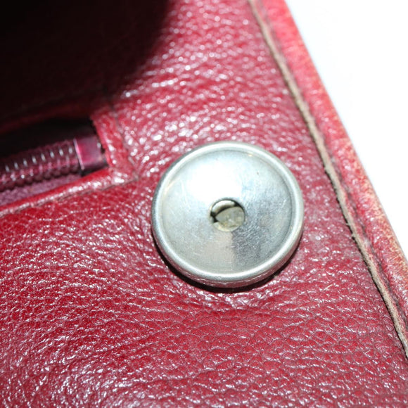 Christian Dior Clutch Bag Leather 2 Set Bordeaux Beige Auth fm5166