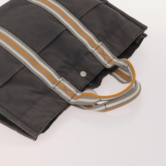 HERMES Fourre Tout Hand Bag Canvas 3 Set Orange Gray black Auth fm5167