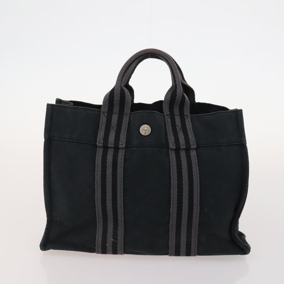 HERMES Fourre Tout Hand Bag Canvas 3 Set Orange Gray black Auth fm5167