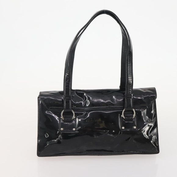Salvatore Ferragamo Gancini Bag Patent Leather 3 Set Black Beige Auth fm5168