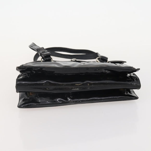 Salvatore Ferragamo Gancini Bag Patent Leather 3 Set Black Beige Auth fm5168