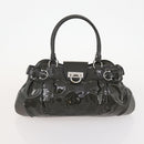 Salvatore Ferragamo Gancini Bag Patent Leather 3 Set Black Beige Auth fm5168-17