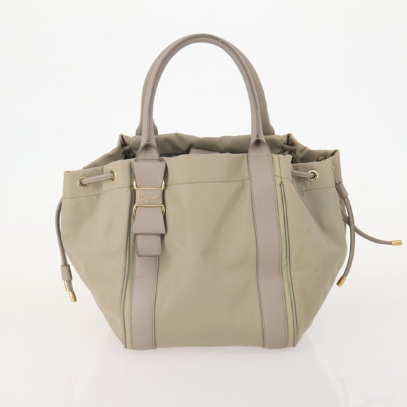 Salvatore Ferragamo Gancini Bag Patent Leather 3 Set Black Beige Auth fm5168