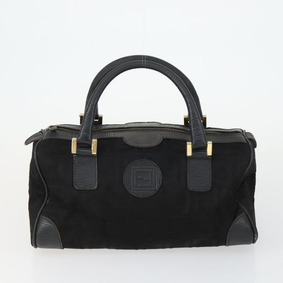 FENDI Zucchino Zucca Bag Nylon Leather PVC Canvas 2 Set Black Brown Auth fm5169
