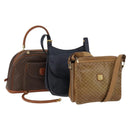 CELINE Macadam Canvas Bag PVC Leather 3 Set Brown Beige Navy Auth fm5170-1