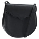SAINT LAURENT Shoulder Bag Leather Black Gold Auth fm5171-1
