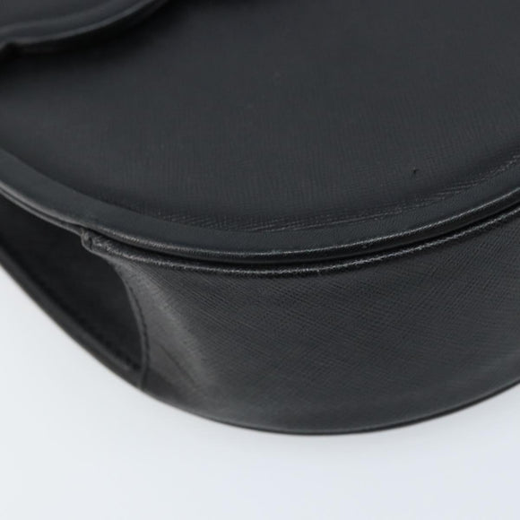 SAINT LAURENT Shoulder Bag Leather Black Gold Auth fm5171