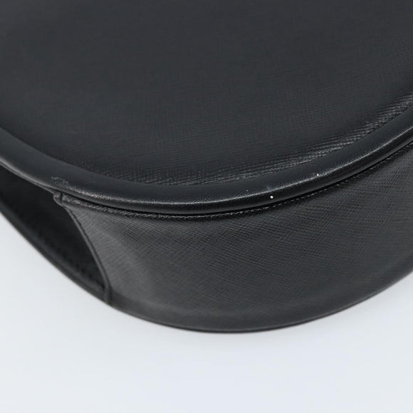 SAINT LAURENT Shoulder Bag Leather Black Gold Auth fm5171