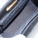 SAINT LAURENT Shoulder Bag Leather Black Gold Auth fm5171-12