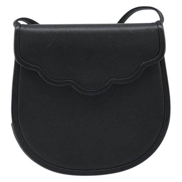 SAINT LAURENT Shoulder Bag Leather Black Gold Auth fm5171
