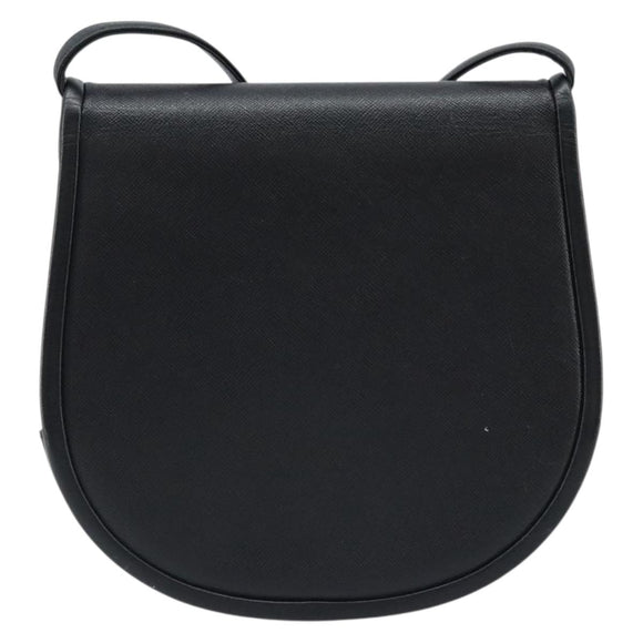SAINT LAURENT Shoulder Bag Leather Black Gold Auth fm5171