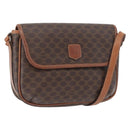 CELINE Macadam Canvas Shoulder Bag PVC Leather Brown Gold Auth fm5173-1