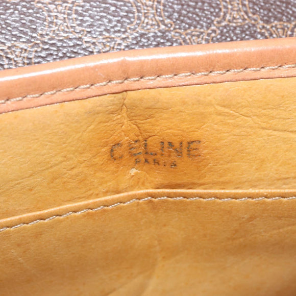 CELINE Macadam Canvas Shoulder Bag PVC Leather Brown Gold Auth fm5173