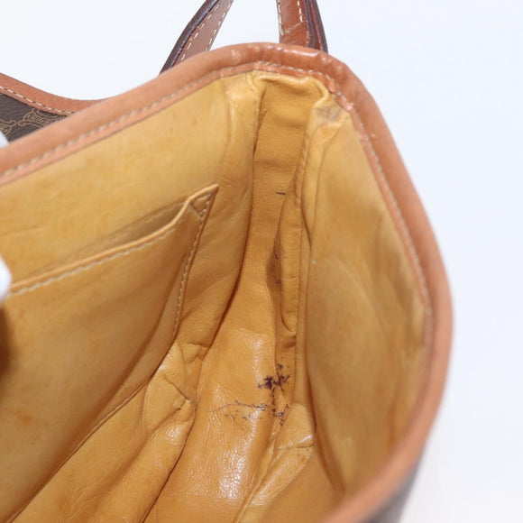 CELINE Macadam Canvas Shoulder Bag PVC Leather Brown Gold Auth fm5173
