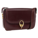 CELINE Shoulder Bag Leather Red Gold Auth fm5174-1