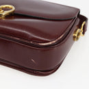 CELINE Shoulder Bag Leather Red Gold Auth fm5174-9