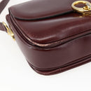 CELINE Shoulder Bag Leather Red Gold Auth fm5174-14