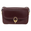 CELINE Shoulder Bag Leather Red Gold Auth fm5174-13
