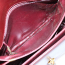 CELINE Shoulder Bag Leather Red Gold Auth fm5174-21