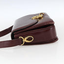 CELINE Shoulder Bag Leather Red Gold Auth fm5174-3