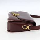 CELINE Shoulder Bag Leather Red Gold Auth fm5174-4