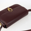 CELINE Shoulder Bag Leather Red Gold Auth fm5174-6