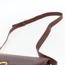 CELINE Shoulder Bag Leather Red Gold Auth fm5174-8