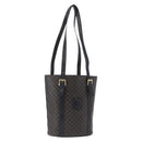 CELINE Macadam Canvas Tote Bag PVC Leather Black Gold Auth fm5176-1