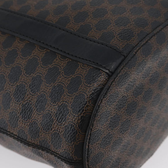 CELINE Macadam Canvas Tote Bag PVC Leather Black Gold Auth fm5176