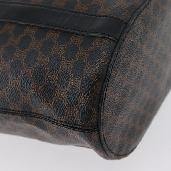 CELINE Macadam Canvas Tote Bag PVC Leather Black Gold Auth fm5176