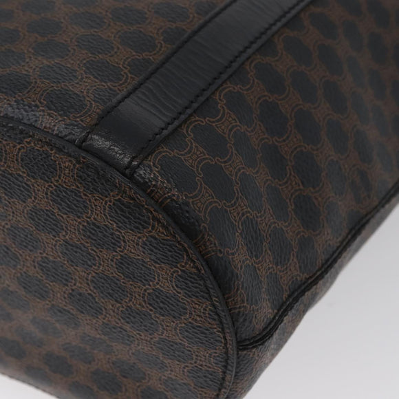 CELINE Macadam Canvas Tote Bag PVC Leather Black Gold Auth fm5176