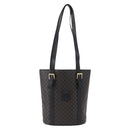 CELINE Macadam Canvas Tote Bag PVC Leather Black Gold Auth fm5176-13