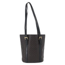 CELINE Macadam Canvas Tote Bag PVC Leather Black Gold Auth fm5176-2