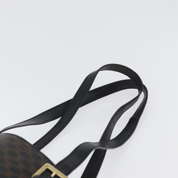 CELINE Macadam Canvas Tote Bag PVC Leather Black Gold Auth fm5176