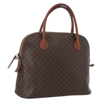 CELINE Macadam Canvas Hand Bag PVC Leather Brown Gold Auth fm5177