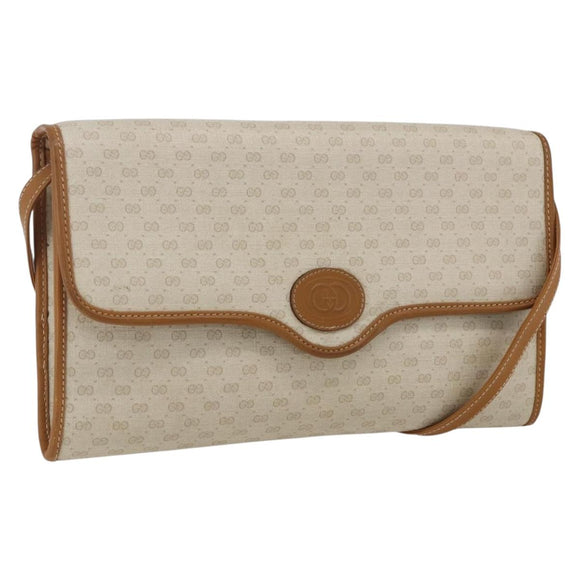 GUCCI Micro GG Supreme Bag PVC Light Beige Gold 004 106 0146 Auth fm5178