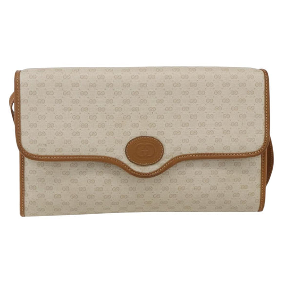 GUCCI Micro GG Supreme Bag PVC Light Beige Gold 004 106 0146 Auth fm5178