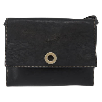 CELINE Circle Shoulder Bag Leather Black Gold Auth fm5181 - 0