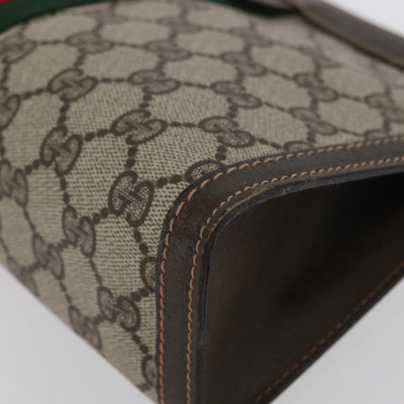 GUCCI GG Supreme Web Sherry Line Clutch Bag PVC Beige Red 010 378 Auth fm5184